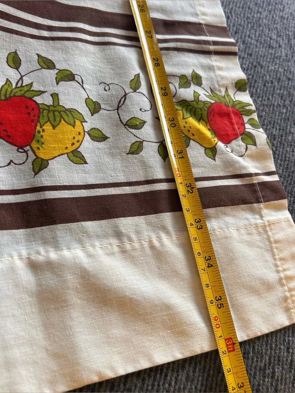 Vintage SEARS 2-pcs 70-80’s Kitchen Window Cotton Curtains Fruit Motif #0410267